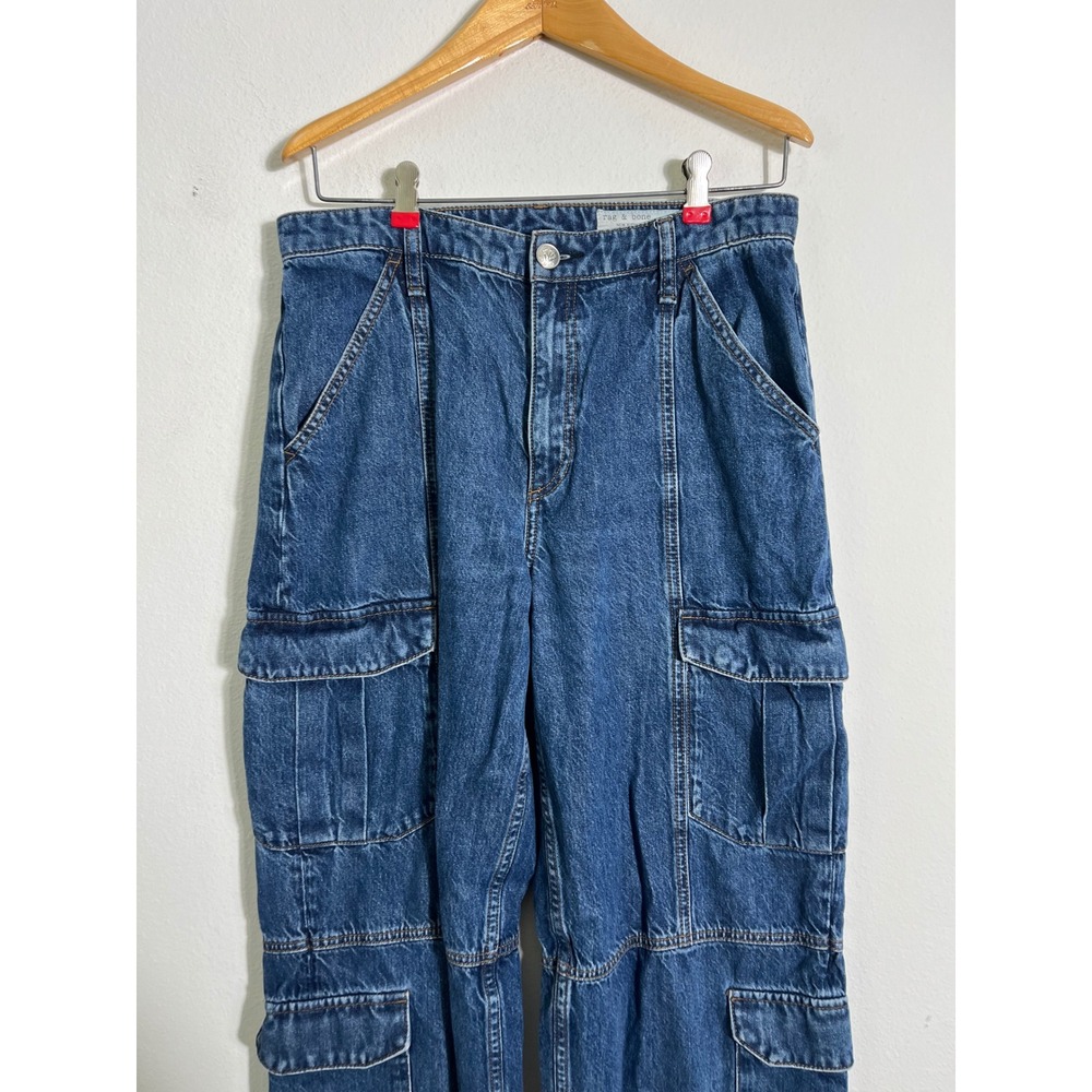 RAG & BONE Cailyn Cargo Wide Leg Utility Jeans in Ari - Picture 6 of 14